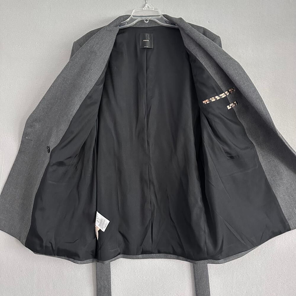 Pinko Emeline Belted Wool Blend Blazer Gray Italy Size 12 US / 48 IT - Picture 8 of 15